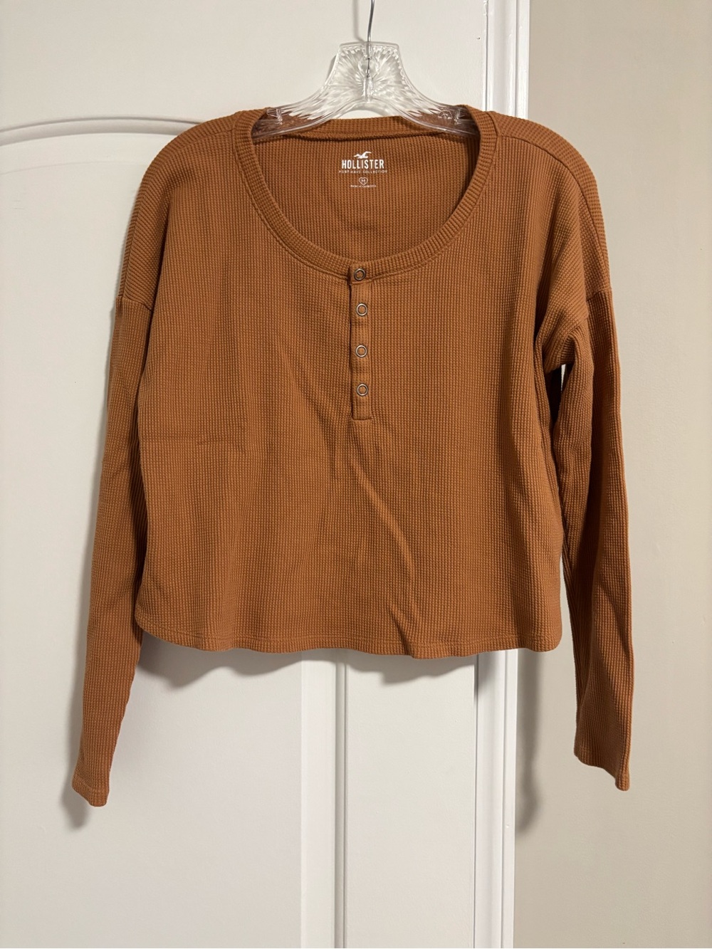 HOLLISTER, Women's Waffle Knit Top - Rust Brown, Size Medium